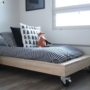 Platform Bed with Lockable Wheels