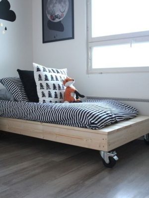 Platform Bed with Lockable Wheels