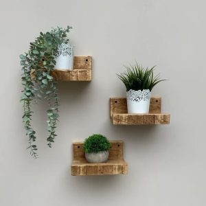 Set of 3 wall wooden shelves