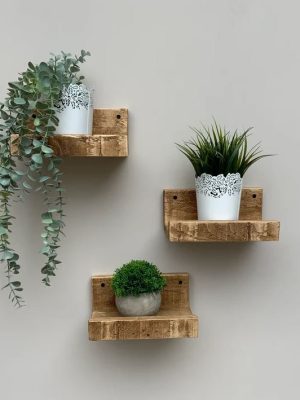 Set of 3 wall wooden shelves