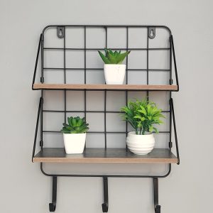 Wall Shelf: 2 Shelf with 3 Hooks