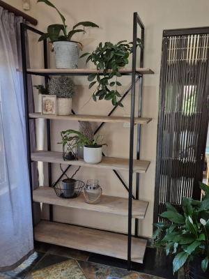 Farmhouse Industrial Bookshelf with steel and pine