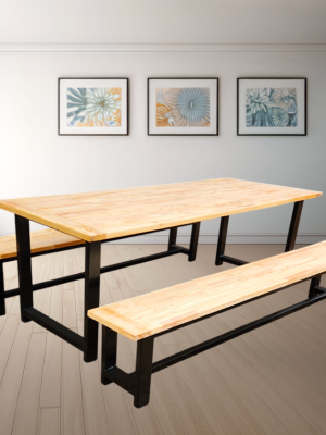 Industrial Table with 2 Benches - 8 Seater