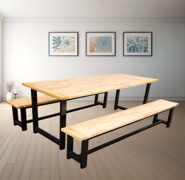 Industrial Table with 2 Benches - 8 Seater