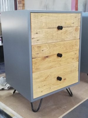 Industrial Style Nightstands with 3 Drawers on hairpin legs