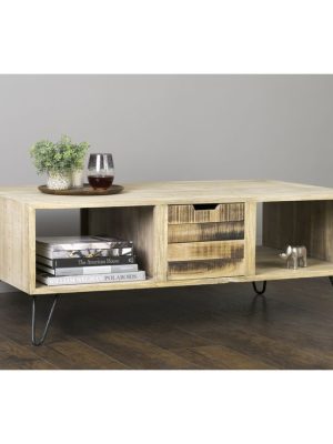 Rustic Coffee Table with hairpin legs and drawer