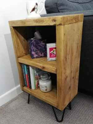 Double Shelf Side Table with hairpin legs