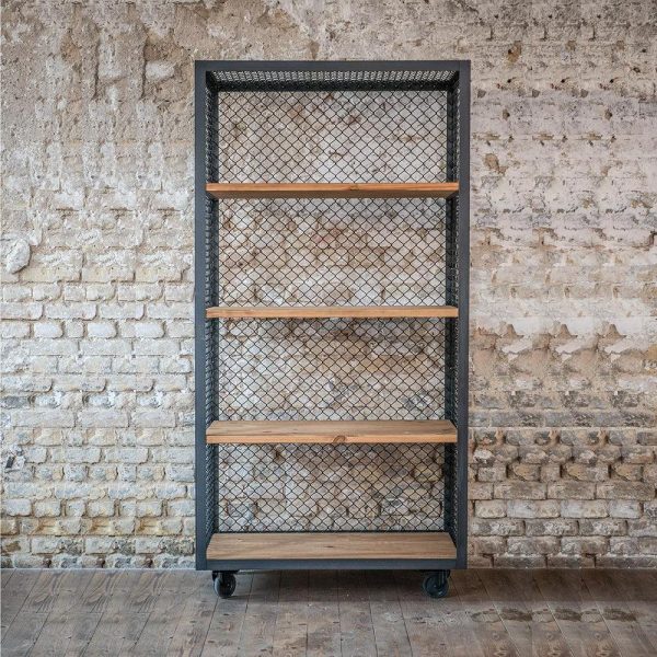 Industrial Bookshelf with Castor Wheels