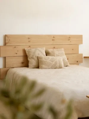 Asymmetrical solid wood headboard