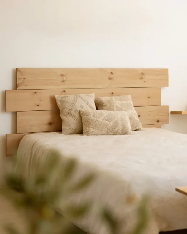 Asymmetrical solid wood headboard