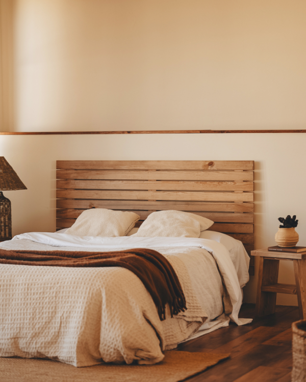 Solid Wood Slatted Headboard in Natural Pine