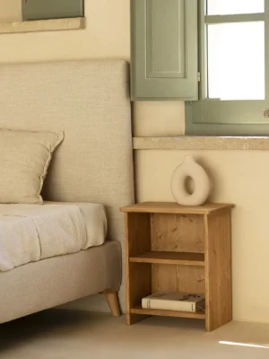 Solid Wood Nightstand with shelves