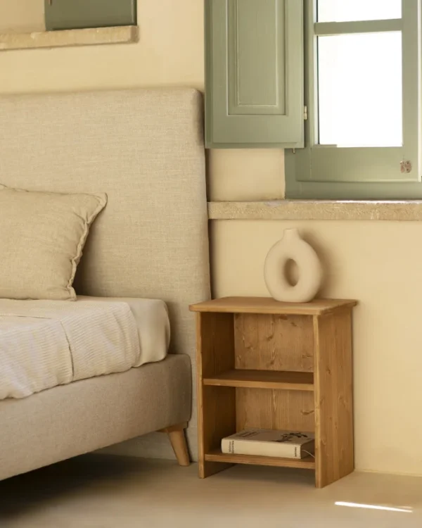 Solid Wood Nightstand with shelves