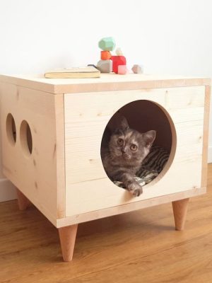 Cat House with wooden legs