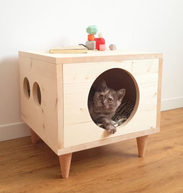Cat House with wooden legs