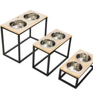 Dog Feeder made with steel and wood