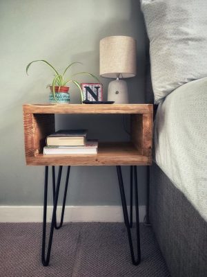Pine Nightstand or Coffee Table with Hairpin Legs