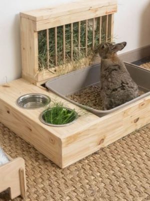 Bunny Litter Hay Rack With Bowls