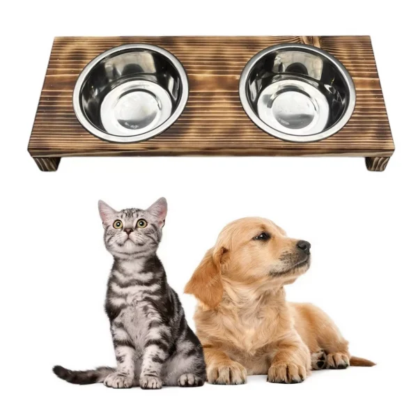 Dog and Cat Wooden Feeder Bowl