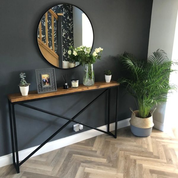 Juliet Entrance Hall Table with Steel Frame and solid pine top