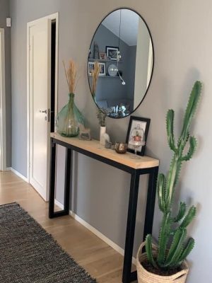 Savannah Entrance Hall Table with Steel Frame and solid pine top
