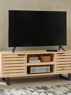 Rustic Industrial Slatted TV unit