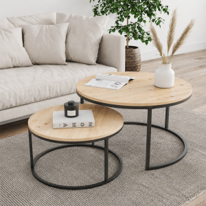 Set of Round Industrial Nesting Tables