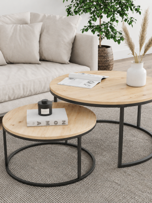 Set of Round Industrial Nesting Tables