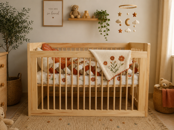 Sarah Solid Pine Baby Cot