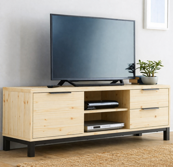 Industrial TV Stand with door and 2 drawers