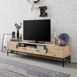 Rustic Industrial TV Unit with 2 doors and 2 drawers