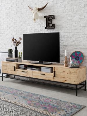 Rustic Industrial TV Unit with 2 doors and 2 drawers